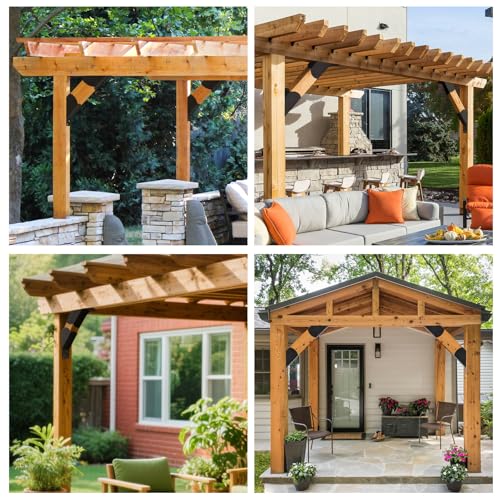 2" X4" Pergola Brackets 8 Pcs,45 Degree Angle Bracket Angle Brace,2mm Steel DIY Corner Pergola Kit for for Gazebos,Garages,Decks, Stables,Sheds,Patio by YVHFWOY - Image 6