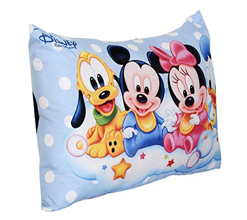 Image of Kuber Industries Disney Print Sleeping Pillow for Kids|Small Pillow for Kids|Soft Microfiber Pillow|Size 12x18 (Sky Blue)
