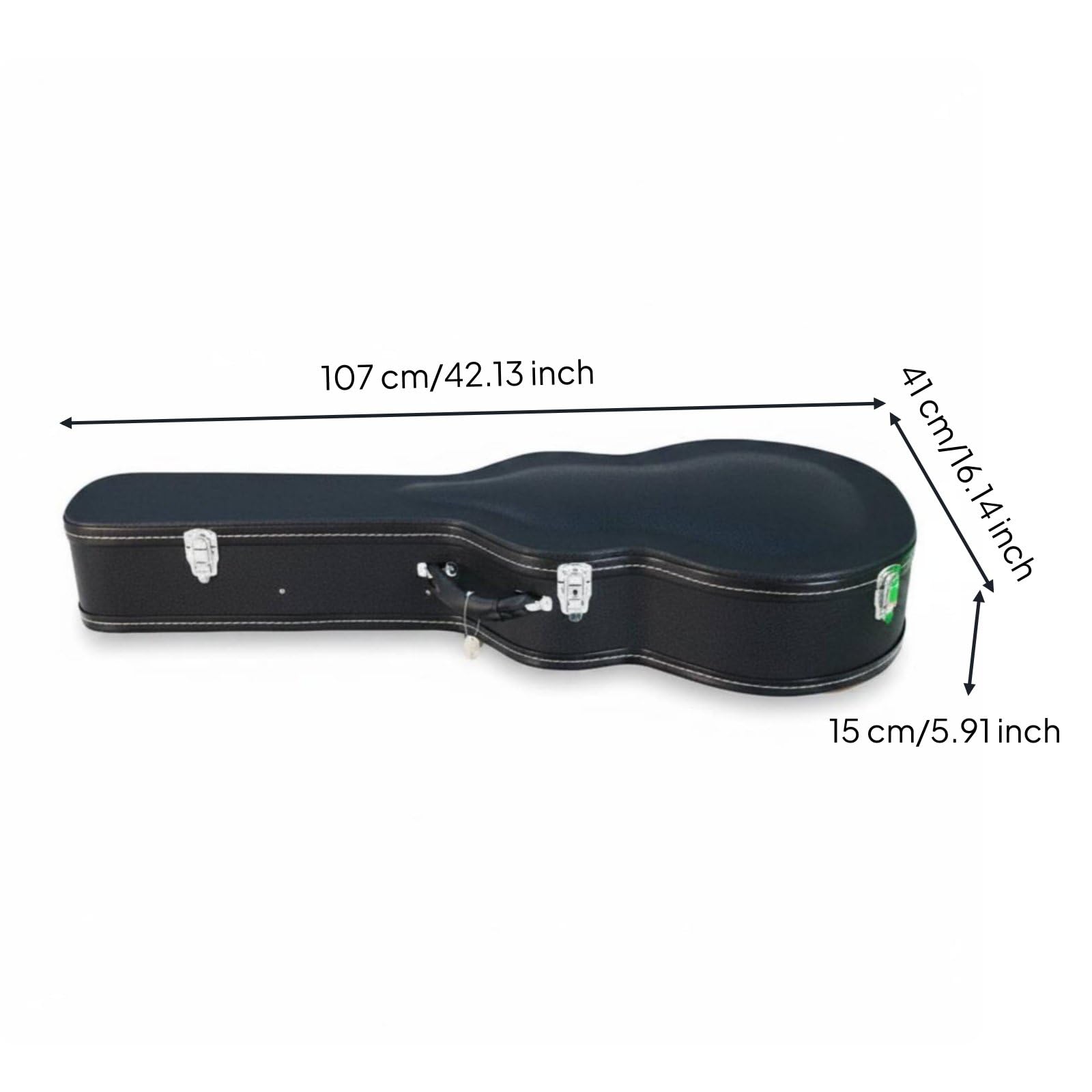 harayaa Funda para Guitarra Estuche Caja Protector Maleta con Cierre Seguro y Asa de Transporte en Cuero PU con Marco de Madera, Array, Negro, 42 Pulgadas