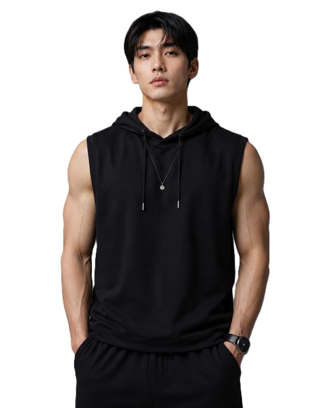 Men's Sleeveless Hooded Gym Tank Top Muscle Fit Training Shirt-image-32