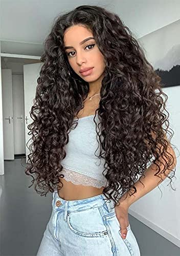 Curly Clip in Extensions Remy Human Hair Natural Wavy Clip in Hair Extensions Brown Human Hair 7Pcs 100g Clip on Brown Hair Pieces 18 Inch