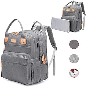 Rabjen Diaper Bag Backpack, Transformable Baby Bag, Spacious Enough for Twins’ Stuff, Multifunction Back Pack