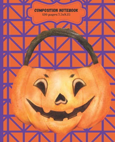 Halloween pumpkin composition notebook: Halloween wide ruled composition notebook,spooky Halloween composition notebook,Halloween notebook for school, Halloween gift for girls,boys and kids.
