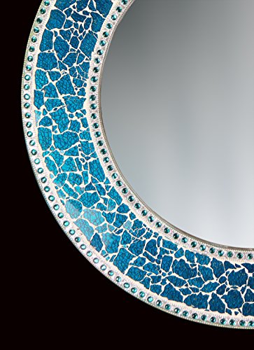 DecorShore-24-Inch-Round-Crackled-Glass-Mosaic-Wall-Mirror-Sapphire 51SoaIu0+RL