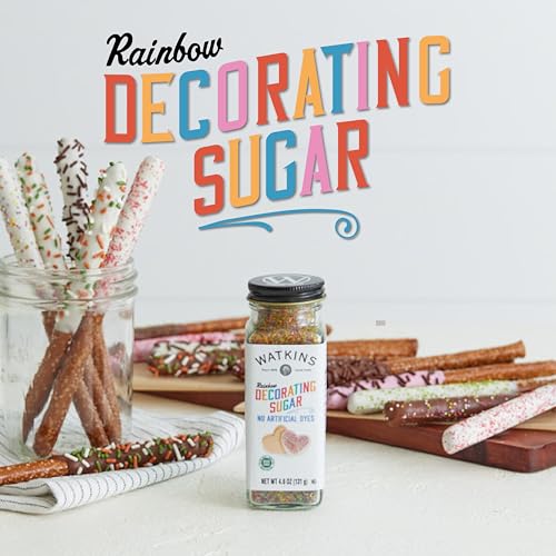 Image of Watkins Rainbow Decorating Sugar, Non-GMO, 4.6 Ounce, Pack of 3