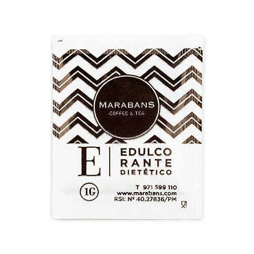 Marabans Edulcorante Dietético Sacarina 250 Sobres de 1 gramo c/u. Ideal para café o infusiones. Sustituto del azúcar.