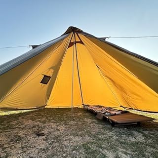 Camping Hot Tent with Wood Stove Jack Winter Teepee Tent 4 Season Backpacking Tent for Survival Hunting Military Fishing (Olive Green, 380x380x200cm fit for 2-3 man)