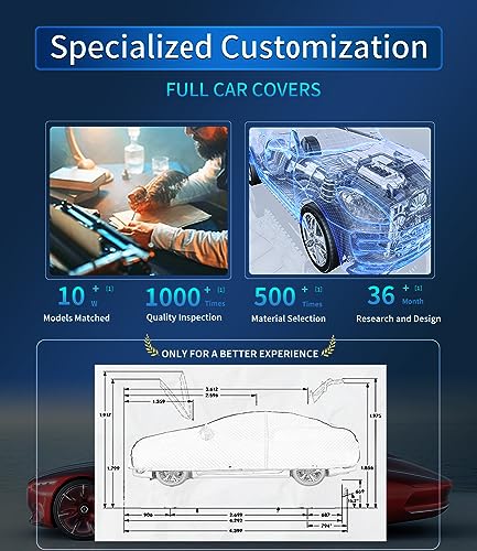 Image of Custom-Fit for GMC Car Cover, 7 Layers Car Cover Waterproof All Weather for Automobiles, Outdoor Full Cover Rain Sun UV Protection with Zipper (for GMC Safari)