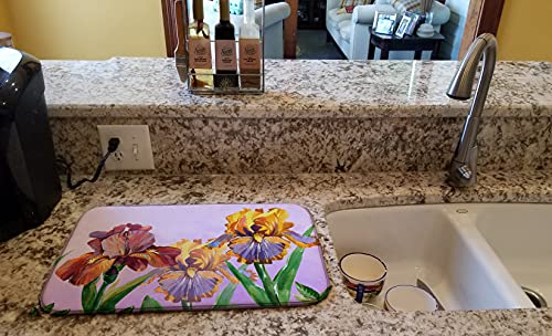 Caroline's Treasures BB7445DDM Purple and Yellow Iris Dish Drying Mat, 14 X 21, Multicolor, 14 X 21" - Image 2