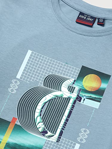 Image of Gini and Jony Boys Grey Printed Cotton Full Sleeves T-Shirt