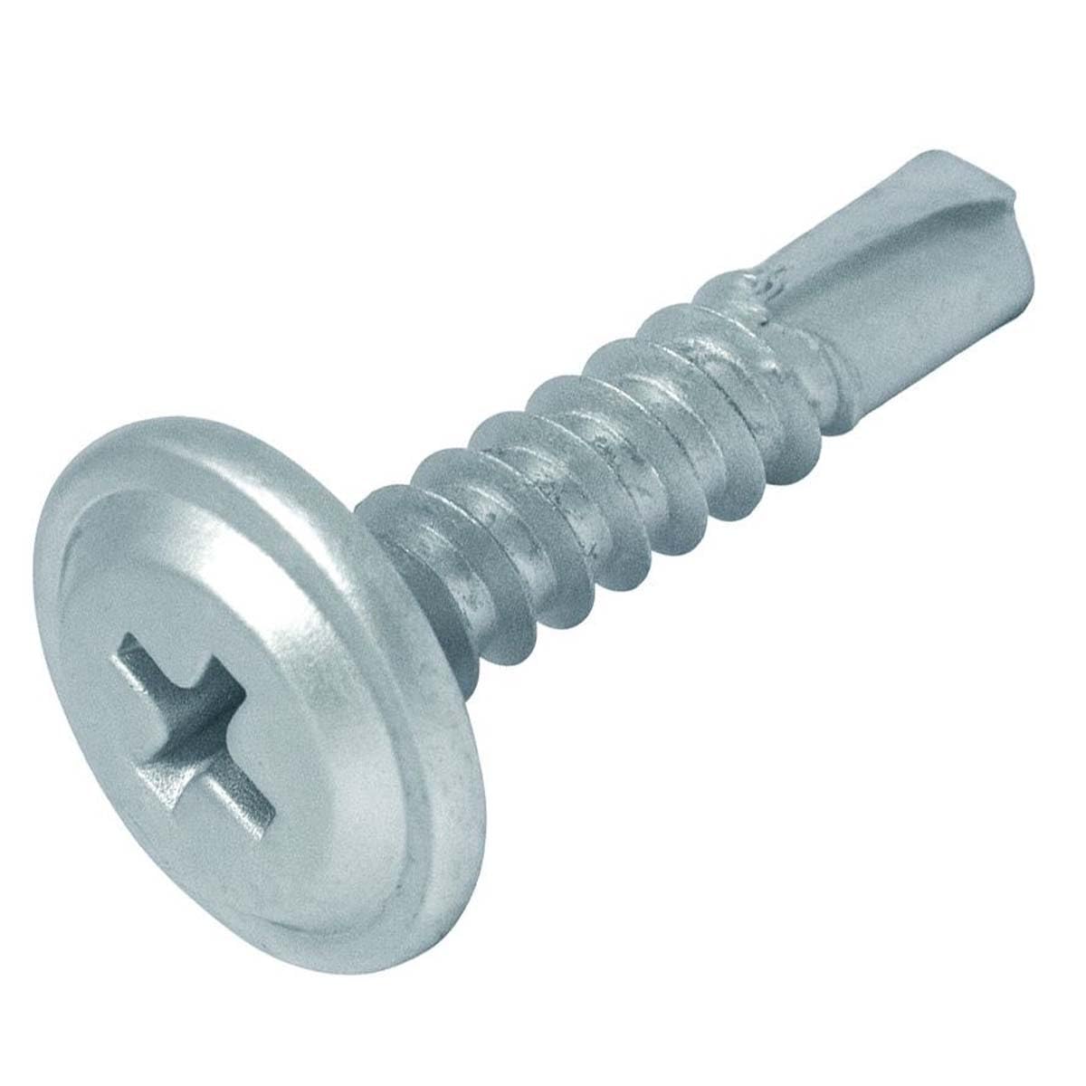 4.2mm x 32mm (Pack of 500) Silver Self-Drilling Screws with Flange Head Zinc Plated for Metal Sheet Construction Roofing Windows M10EF