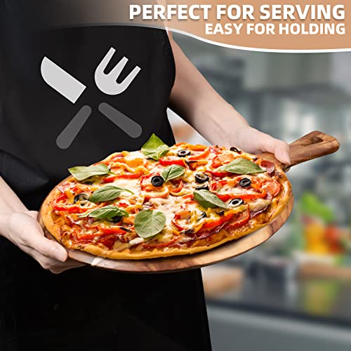 Acacia Wood Cutting Board Pizza Peel - Evnsix Round Cutting Boards With Handle For Kitchen,Wooden Chopping Board Countertop For Meat, Bread, Vegetables Fruits Charcuterie Cheese Serving Paddle Board #TOP5