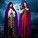 AOOWU Mittelalter Umhang Kapuzenumhang, Herren Damen Halloween Umhang mit Kapuze, Lila Umhang, Umhang kostüm Cape Satin Erwachsene, Umhang Kostüm Mantel für Halloween Weihnachten Karneval Kostüm