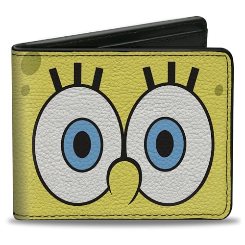Buckle-Down Men's Nickelodeon Wallet, Bifold, Spongebob Squarepants Eyes Close Up Yellow, Vegan Leather, 4.0