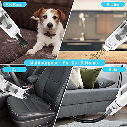 Image of Bergmann Vector Cordless + Corded 2in1 Handheld Car & Home Vacuum Cleaner | 120W | 6000mAH Large Rechargeable Battery | HEPA Filter, 3 Attachments, Travel Bag | White