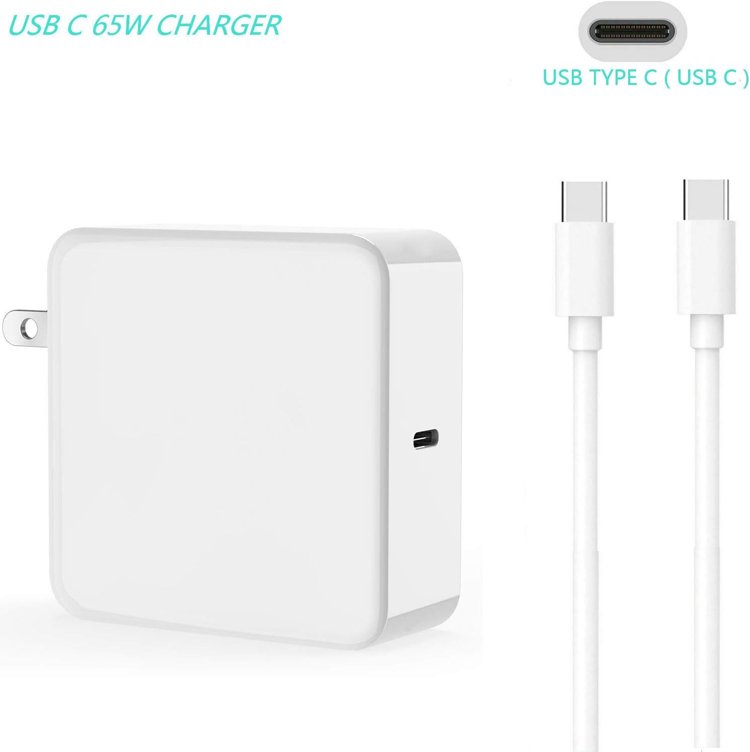 65W/61W USB-C Power Adapter Charger, Type-C Wall Adapter Power Delivery Fast Charge Compatible for New MacBook, MacBook Pro, Dell XPS 13, Samsung Matebook,HP Spectre 360, Huawei Matebook and More