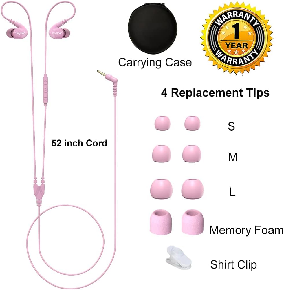 Sport Headphones Wired Over Ear in-Ear Earbuds for Kids Women Small Ears Comfortable, Earhook Earphones for Running Gym Workout, Wrap Around Ear Buds w Microphone & Case for Cell Phones Pink - Image 7