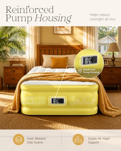 Image of VOSSER Twin XL Air Mattress with Built-in Pump, 18 inch Raised 80 inch Extra Long Inflatable Blow Up Mattress, Flocked Top Single Air Bed for Home, Guests &Floor,Portable Bed Twin Size Air Mattress