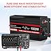 JIGUUN 1500 Watt Pure Sine Wave Inverter DC 12V to AC 120V Converter, Remote Control Power Car Inverter with LED 4 AC Outlets USB Output for Outdoor Camping RV.