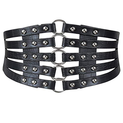 U Scinan Hollow Out Rivets Cinch Belt Tied Corset Elastic Wide Waist Belt Underbust Waistband Mother's Day Gift