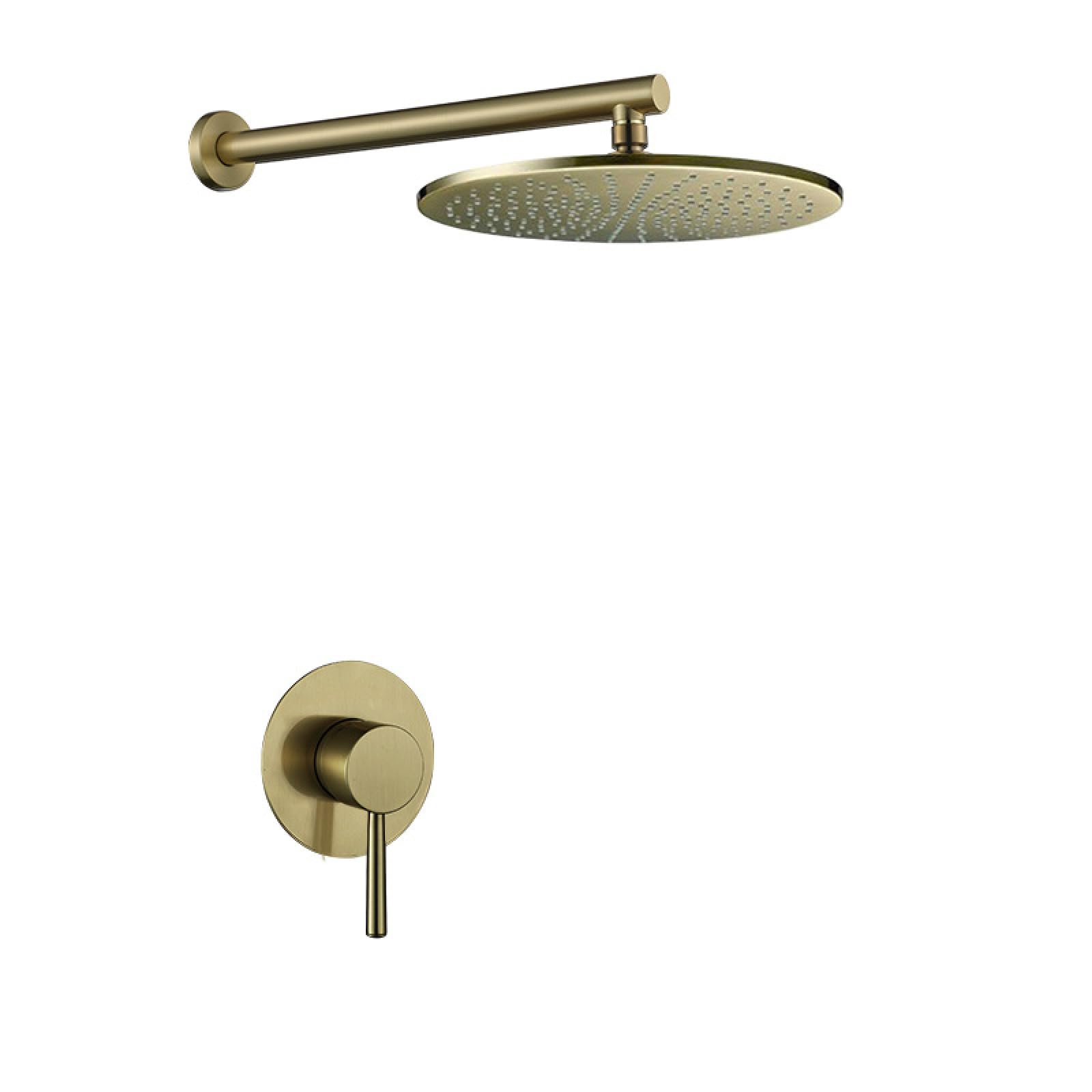 ASerZenith in-Wall Shower Concealed Shower Shower Head Single Function Bath Hotel Engineering Shower(Gold 10In Copper Top Spray)
