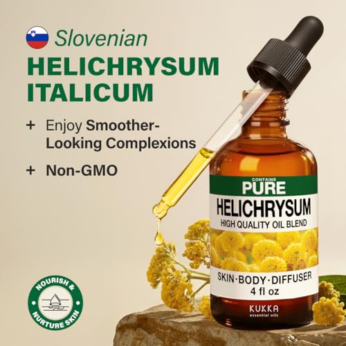 Image of 100% Pure Helichrysum Oil - 4 Fl Oz Helichrysum Essential Oil for Hair, Skin, Diffuser, Aromatherapy & DIY Soap Making Scent