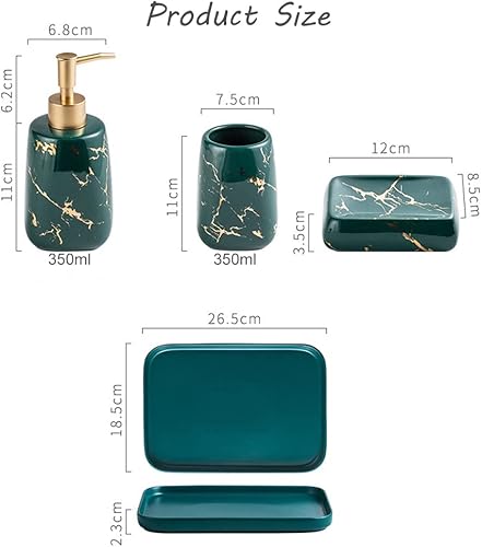 Miniatura 5 de XUDREZ Juego de accesorios de baño, juego de accesorios de baño con aspecto de mármol, incluye bomba dispensadora de jabón, soporte para cepillo de