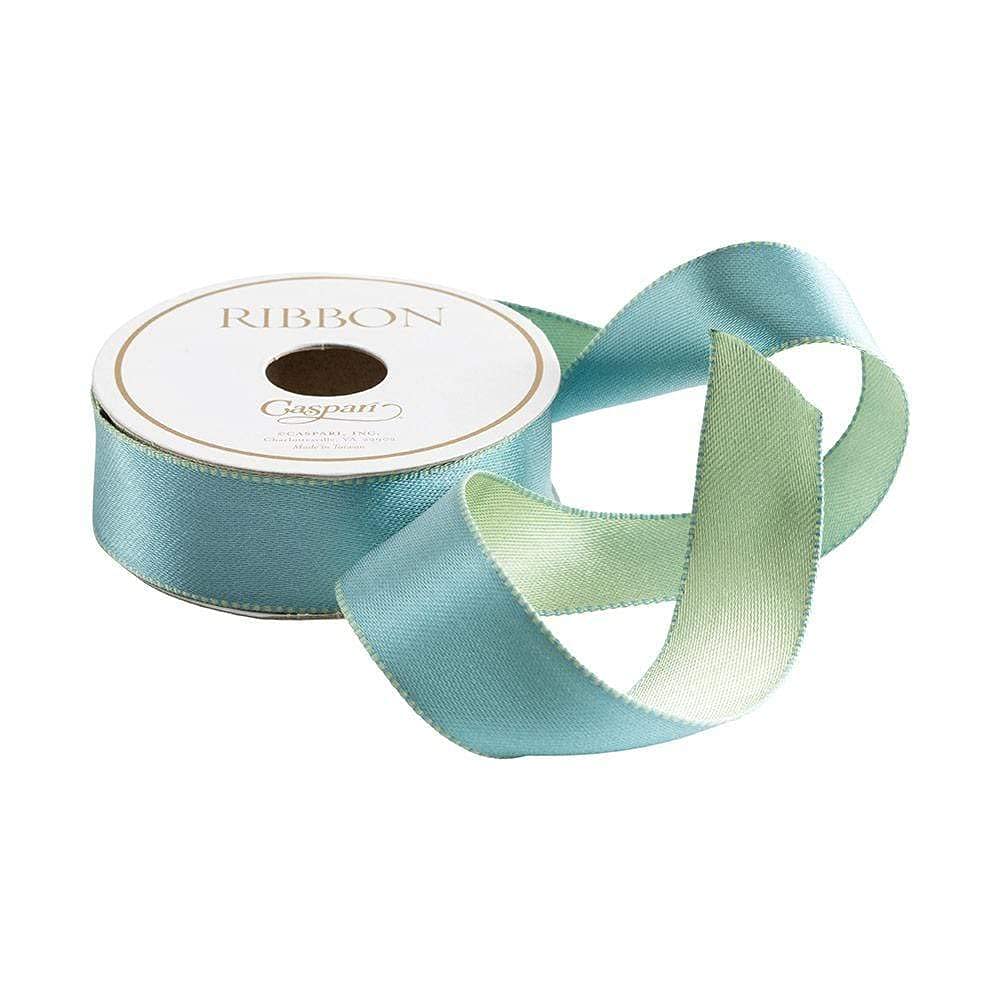 Caspari Duck Egg & Celadon Reversible Satin Wired Gift Ribbon - 30 Foot Spool