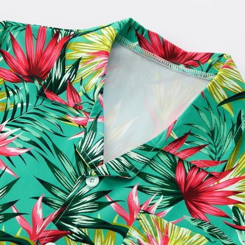 Image of Weixinbuy Boys Summer Outfits Short Sleeve Hawaiian Shirt and Shorts Vacation Set for Kids Summer Clothes Set