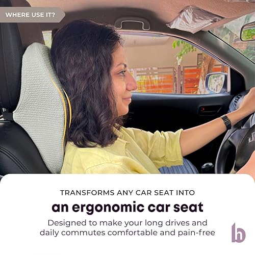 Image of betterhood PosturePro Premium Car Neck Rest Pillow | Car Seat Headrest Pillow | Neck Support Cushion for Comfortable Rides | Memory Foam, Cotton Cover, Large Size | Orthopedic, Ergonomic (Grey)