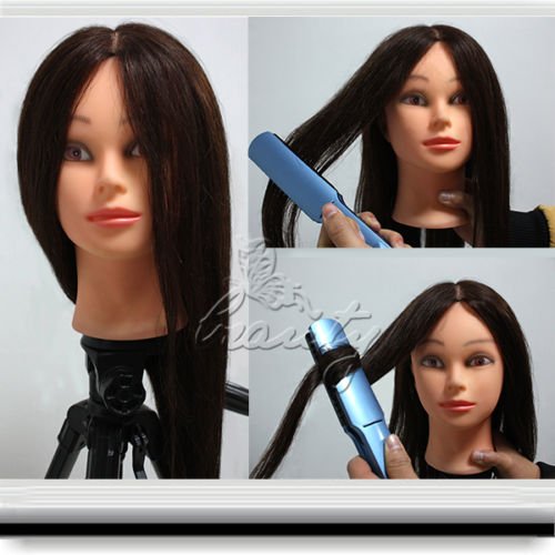 Aridox(TM)2015 New 22'' 90% Real Human Brown Long Hair Hairdressing Cutting Training Mannequin Head With C20