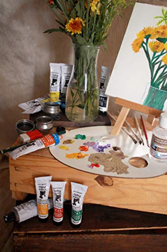 Kit Pintura 3 Telas + Paleta + 8 Pinceis + Potinho Vidro + 10 Tintas - Tinta Acrílico