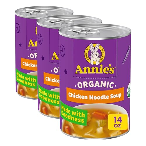 Annie’s Organic Chicken Noodle Canned Soup, Ready To Serve, 14 oz (Pack of 3)