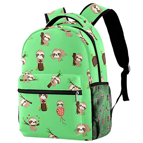 Sac à dos de voyage avec porte-bouteille multicolore motif paresseux pour filles et garçons