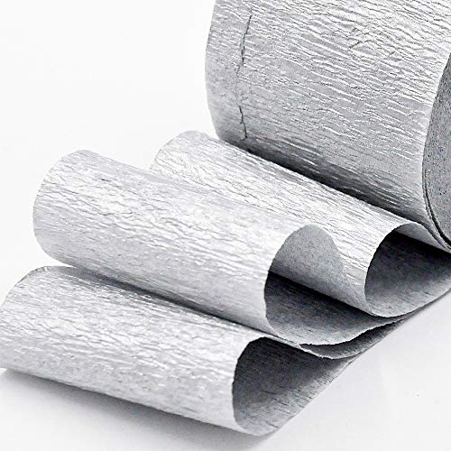 Image of 8 Rolls Silver Crepe Paper Streamers, Wedding Birthday Baby Shower Christmas New Year Party Decoration, Graduation, 4th of July, Rainbow DIY Supplies, Living Room Bedroom Decor