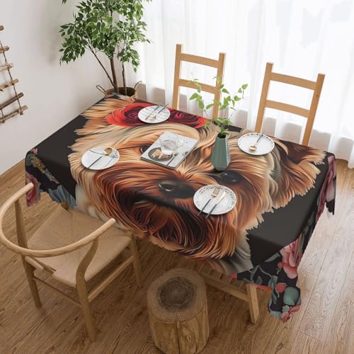 Nappe rectangulaire lavable et anti-tache en polyester floral 137x183 cm