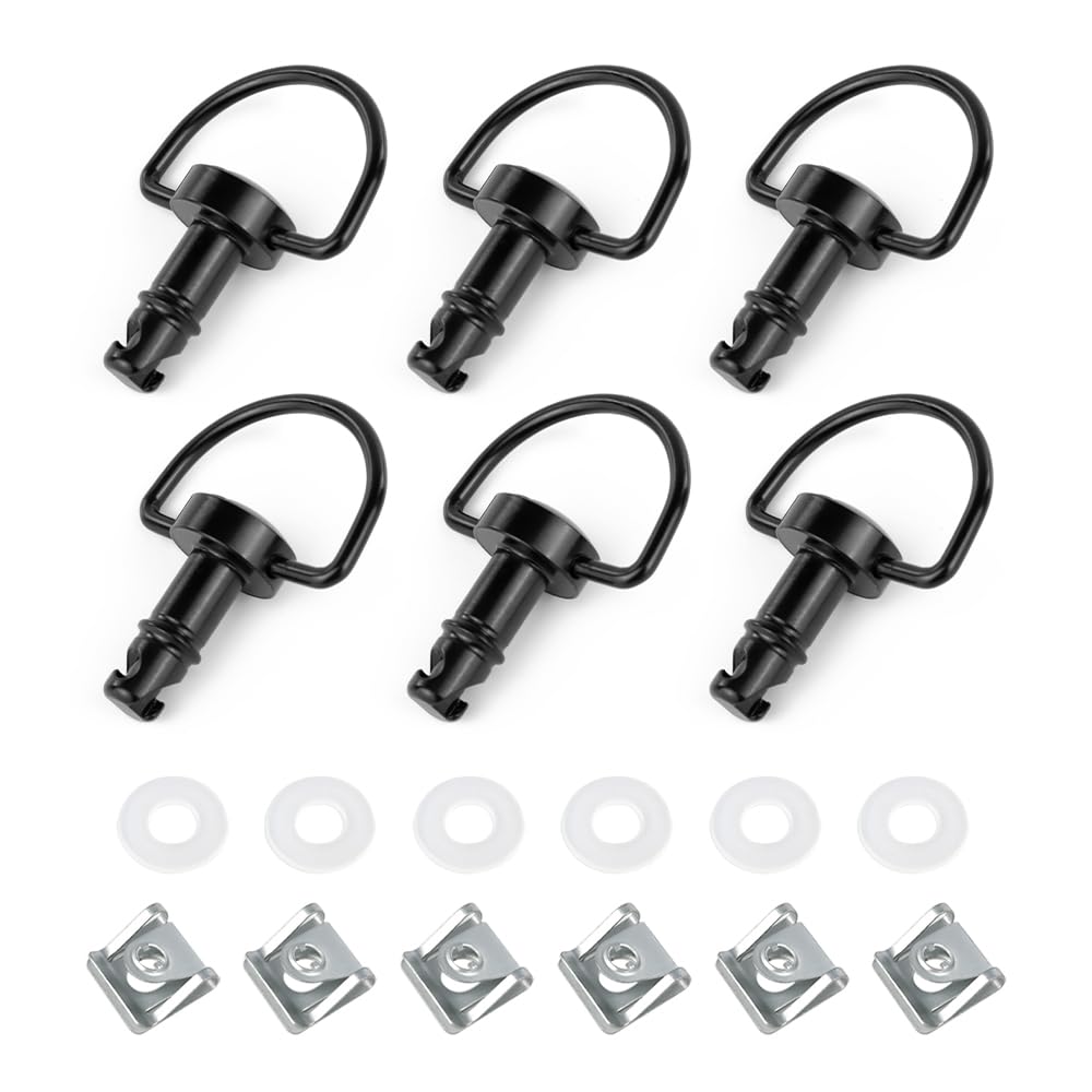 Velexmoto 6 PCS 14 mm Quick Release Fasteners D-Ring 1/4 Turn Trim Mount Clip Fit for Honda Kawasaki Yamaha Suzuki Aprilia Ducati Universal Fairing Bolts Studs Motorbike Trim Screw Set (Black, 14mm)