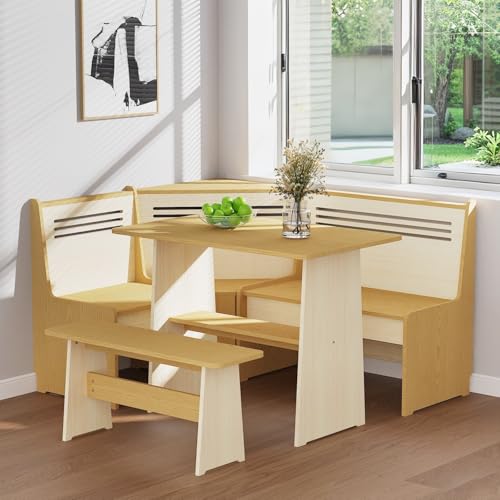 Feasetbase Breakfast Nook Set with USB, Storage, 4-6 Seats