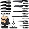 Home Hero Kitchen Knife Set with Sharpener - High Carbon Stainless Steel Knife Block Set with Ergonomic Handles (16 Pcs - Black/Wood)