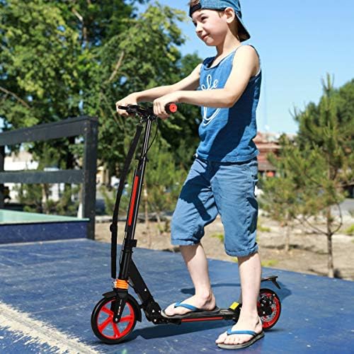 GYMAX Folding Kick Scooter, Adjustable Handlebars Adult Scooters with Big Wheels & Carrying Strap, Lightweight Scooter for Teens & Adults Ages 8+, Support 100kg