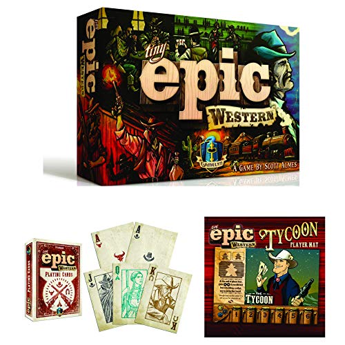 Gamelyn Games - Tiny Epic Western Board Game with The Tycoon Expansion and Extra Deck Cards - Strategy Board Games for Adults in Tiny Box with Wild West Theme - Solo and Multiplayer Game with Epic Fun
