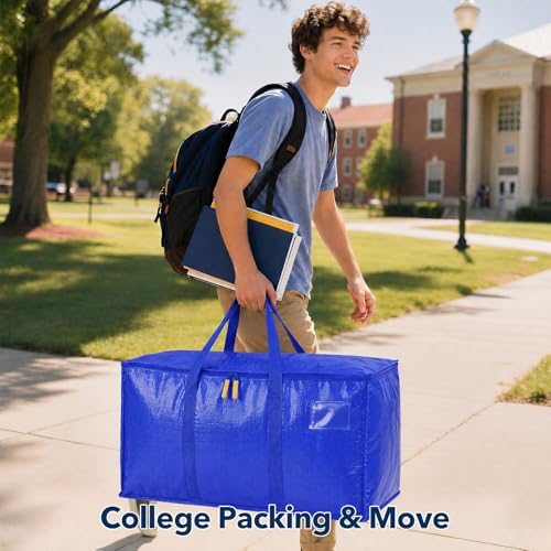 SAVER4ALL Wide-Top-Opening Moving Bags Heavy Duty,Extra Large Moving Bags for Travel/College Packing/Storage/Organization/Seasonal Clothes & Bedding Storage,Moving Supplies Bins (Blue,6Pcs) - image 7