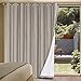 Primitive Linen Look 100% Blackout Patio Door Linen Curtains for Sliding Door Extra Long with Thermal Insulated Liner Room Darkening Curtains for Glass Door with Grommet (Taupe, 100" x 84")