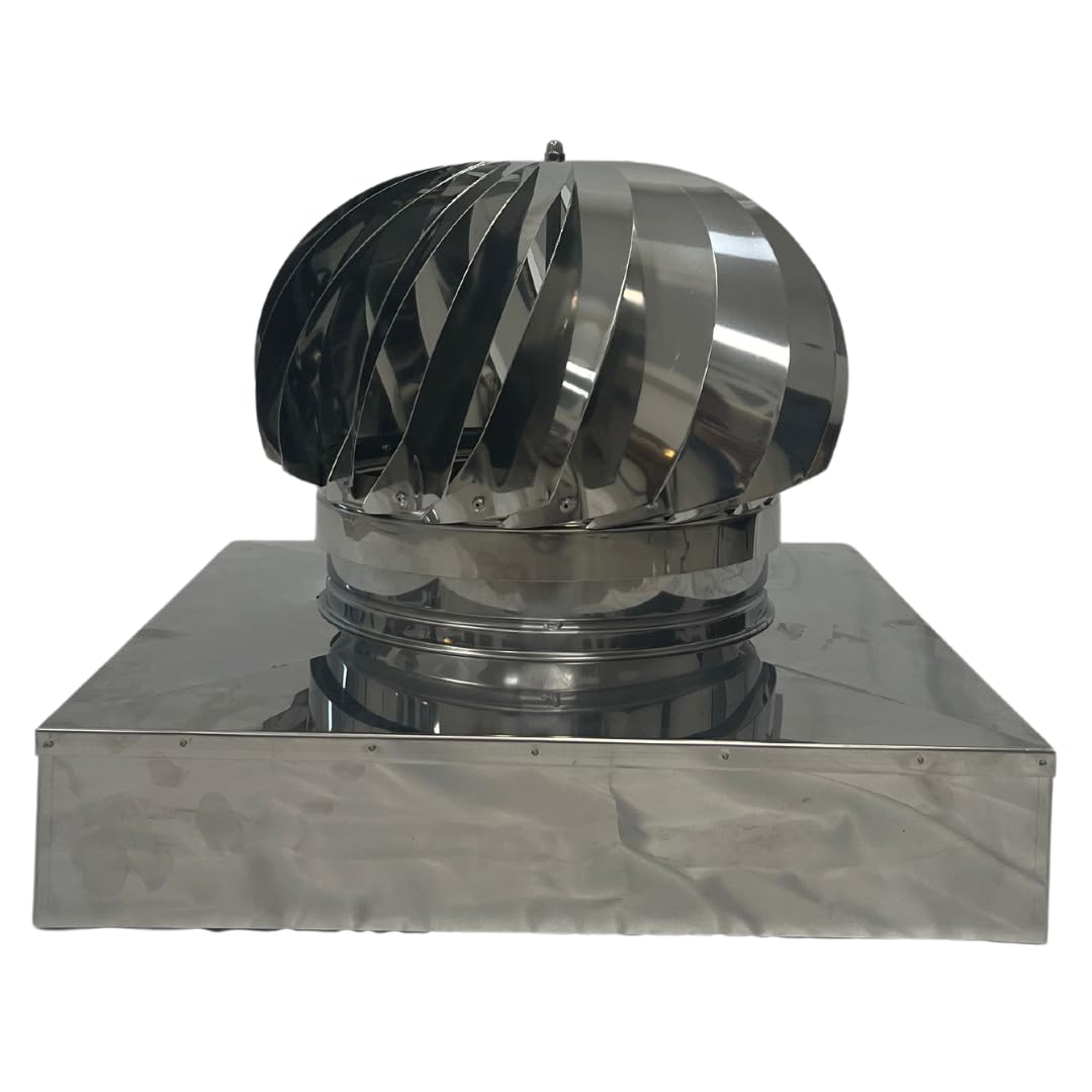 EINSIDE Extractor de humo giratorio, Aspirador sombrero eolico para chimeneas estufa de acero inoxidable AISI 304, Base cuadrada 42 x 42 cm