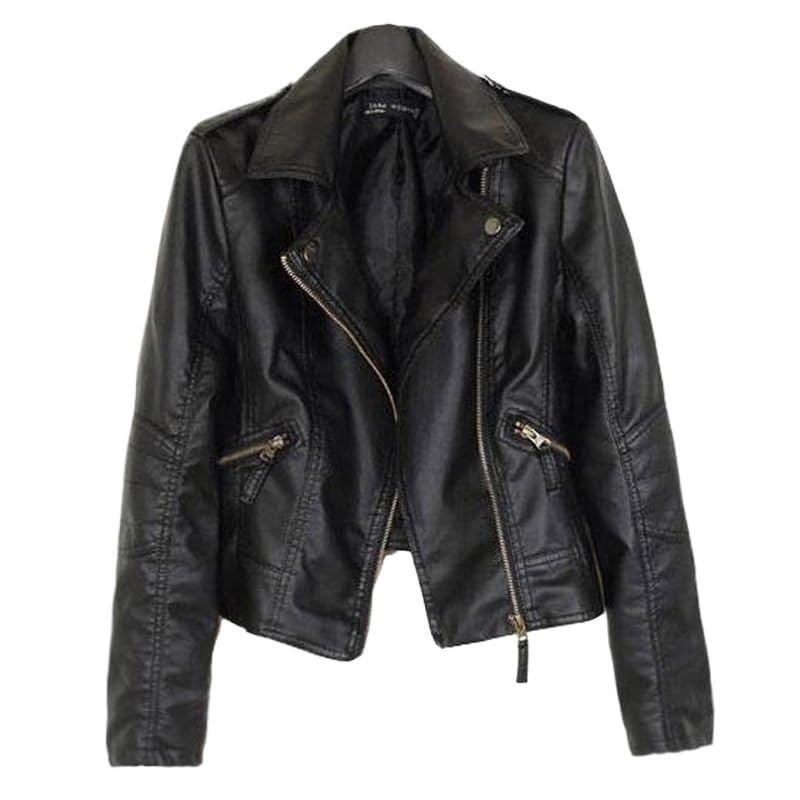 Chaqueta Cuero Mujer Woman Leather Jacket Motorcycle Short Coat Autumn Thin Outwear Para salir