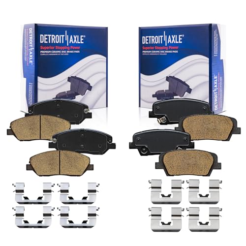 Image of Detroit Axle - Brake Pads for 2017-2018 Hyundai Santa Fe 2019 Santa Fe XL, Front and Rear Ceramic Brake Pads with Hardware Replacement