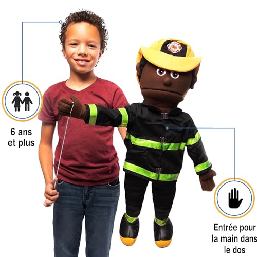 Marionnette ventriloque pompier noir 65 cm pour théâtre de marionnettes - 2