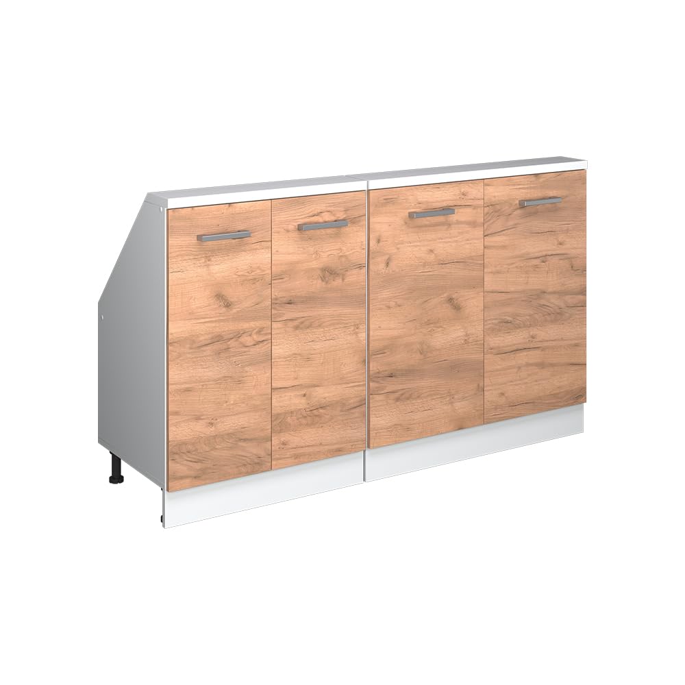 Vicco Ensembles de Meuble de Rangement sous Pente Rion, Chêne doré/Blanc | L140 x P46 cm , Lot de 2, gain de place pour les pièces mansardées