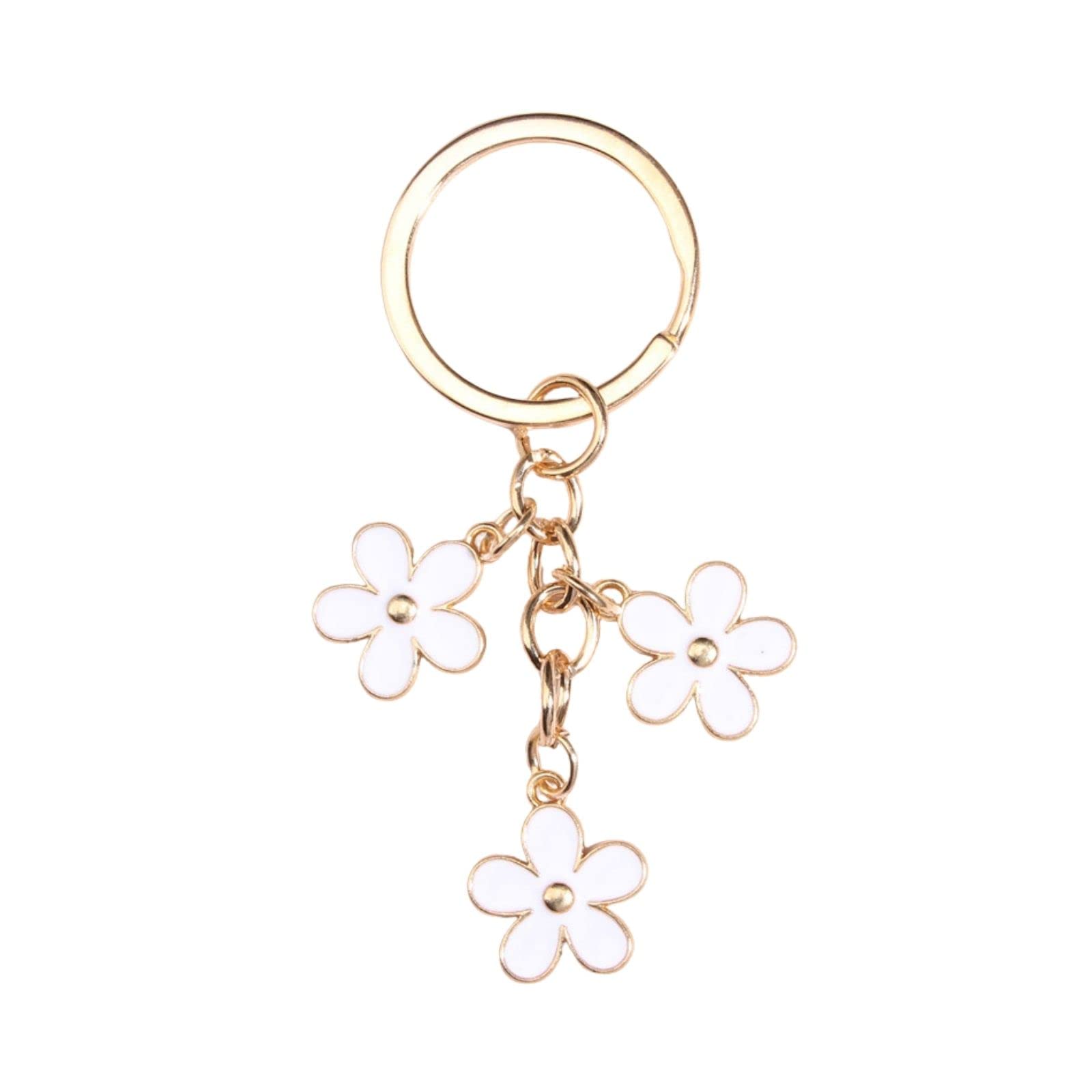 Fuqimanman2020 Colorful Flowers Charms Enameled Keychain Flower Tassel Keyring For Women Girls Purse Bag Accessories