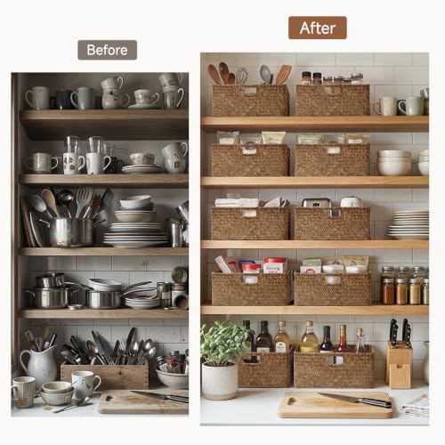 Image of StorageWorks Extra Large Wicker Baskets for Organizing, Seagrass Baskets
